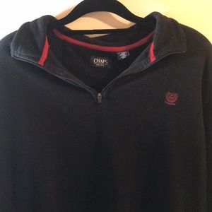 Chaps long sleeve Pullover polar fleece type fabric  XXL black w/red 1/4 Zipper